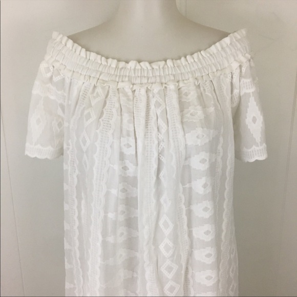 Rebecca Taylor Off Shoulder Embroidered Cotton Trapeze Dress - Picture 3 of 10
